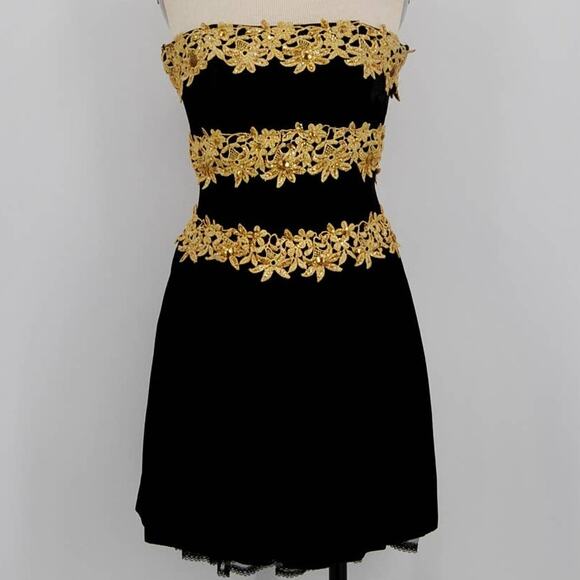 90's Jessica McClintock Strapless Velvet Dress - Picture 1 of 7